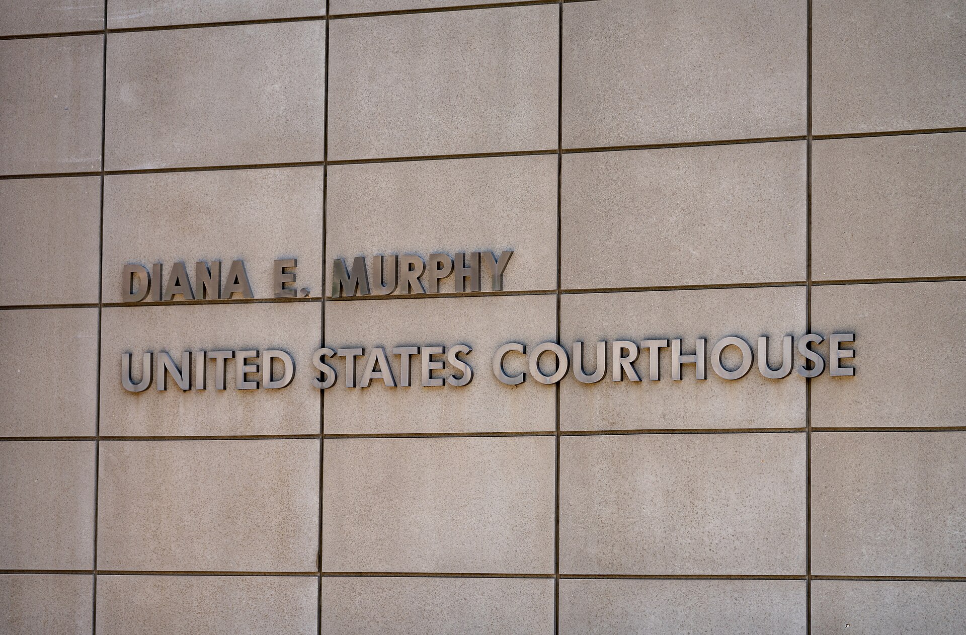 Diana E. Murphy United States Courthouse sign, the federal courthouse in Minneapolis, District of Minnesota